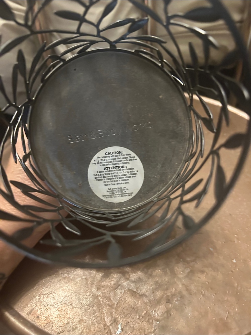 Bath & Body Works Black Leaf Cutout Pedestal Candle Holder - Picture 4 of 7